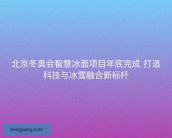 北京冬奥会智慧冰面项目年底完成 打造科技与冰雪融合新标杆