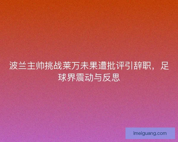 波兰主帅挑战莱万未果遭批评引辞职，足球界震动与反思